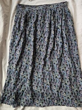 Marc Anthony Black Paisley Midi Made In USA size 14 Elastic Waist Pockets GUC